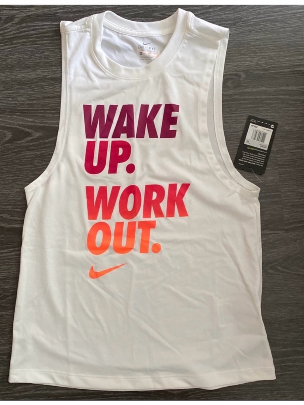 Nike Dry Fit Wake Up Work Out Graphic Tank Top XS NWOT
